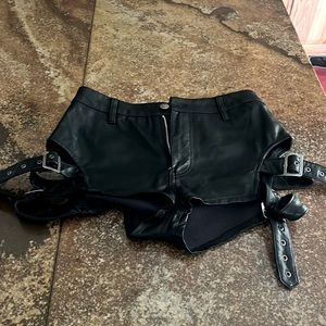 Dolls kill club rave faux leather pleather type shorts small